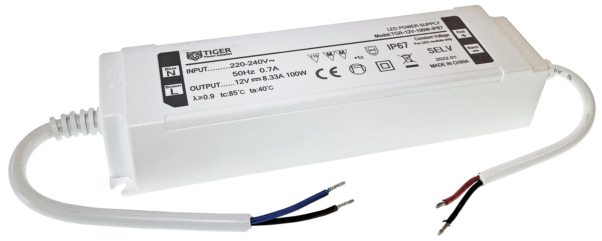 TGR 12V 100W IP67 Tiger Power Supplies LED Driver LED Lighting 100 W