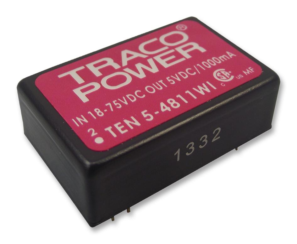 TRACO Power Ten 5-4811Wi Converter, Dc/dc, 6W, 5V/1A