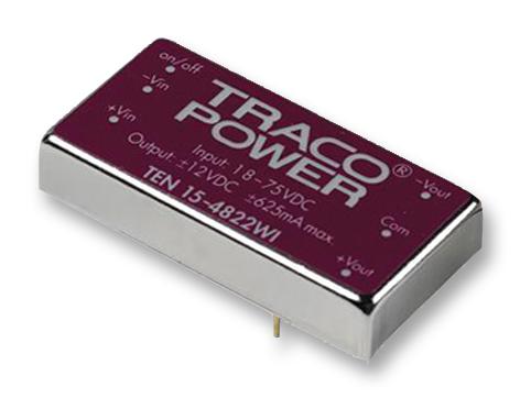 TRACO Power Ten 15-4822Wi Converter, Dc/dc, 15W, +/-12V/0.6A