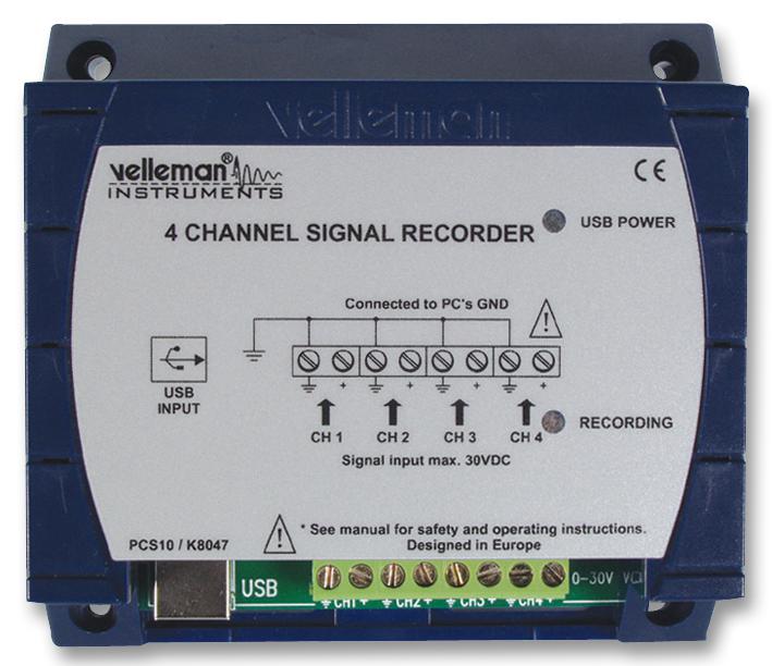 Velleman Pcs10 Datalogger, 3V - 30V, 4Ch, Usb