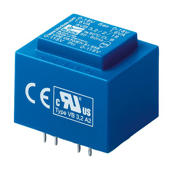 Block Avb1.0/2/15 Transformer, 1Va, 2 X 15V