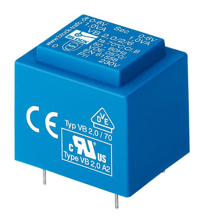 Block Vb1.5/2/6 Transformer, 2 X 6V, 1.5Va