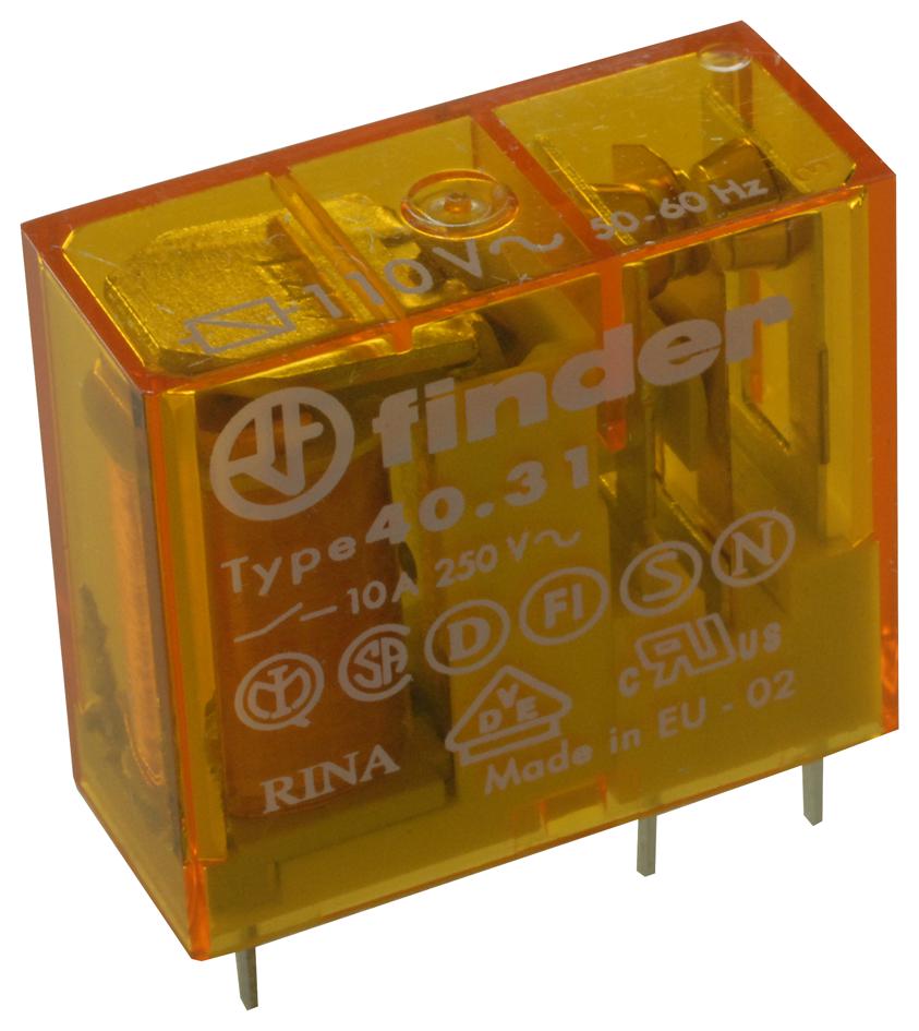 Finder Relays Relays 40.31.8.110.0000 Relay, Spdt, 110Vac, 10A