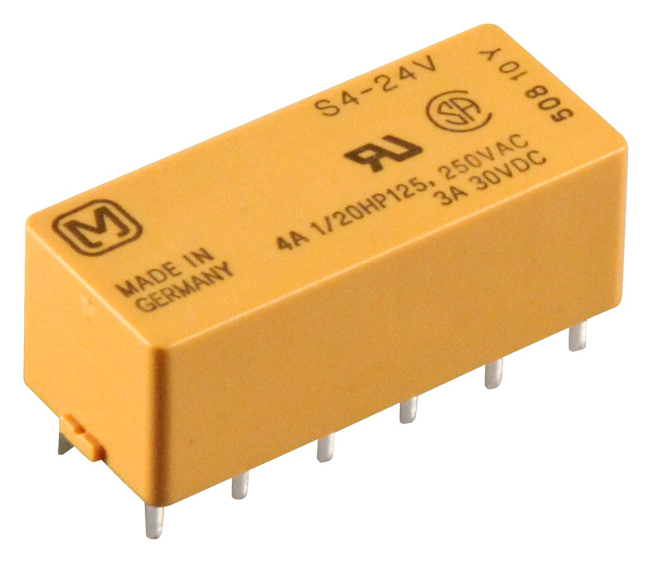 Panasonic S4-Dc24V Relay, 4Pst-No, 250Vac, 30Vdc, 4A