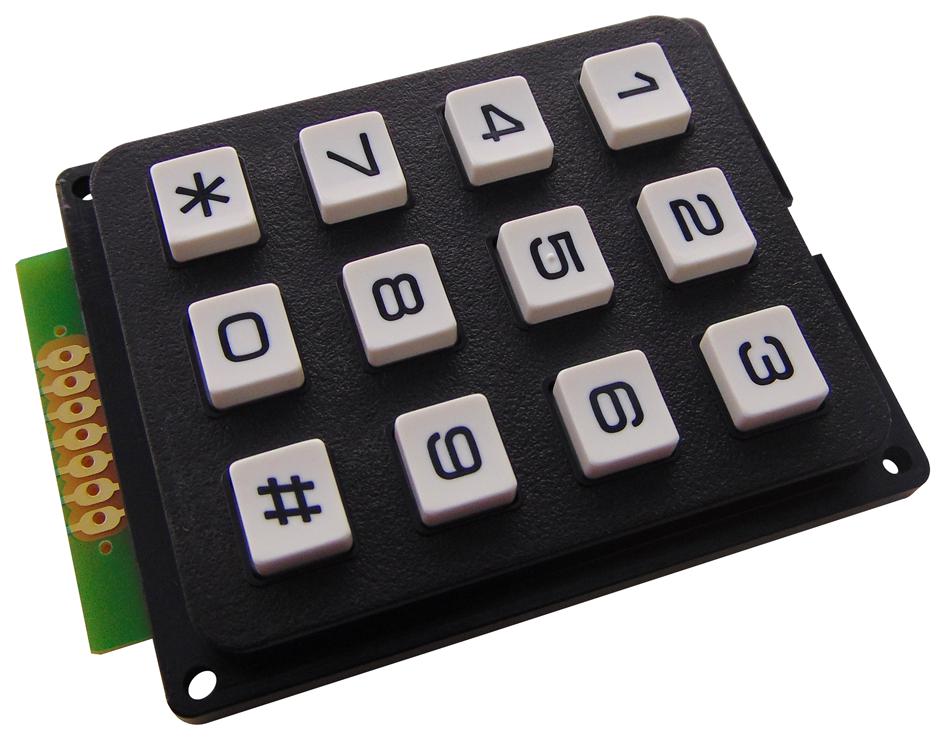 Multicomp Mcak304Nbwb Keypad, 3X4 Array, 0.02A, 24Vdc, Plastic