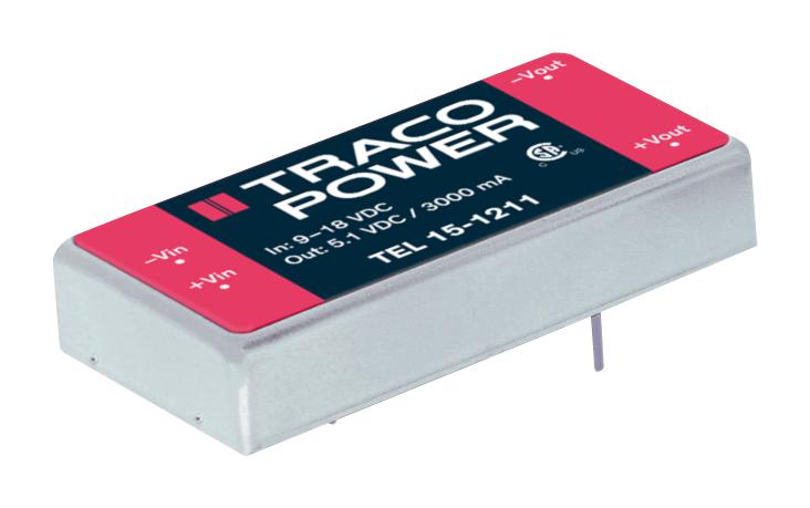 TRACO Power Tel 15-2423 Converter, Dc/dc, 15W, +/-15V/0.5A