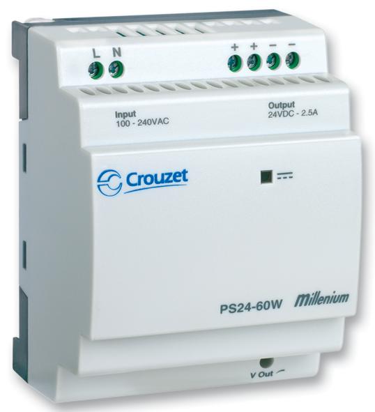 Crouzet 88 950 302 Psu, 100-240Vac/24Vdc, 60W