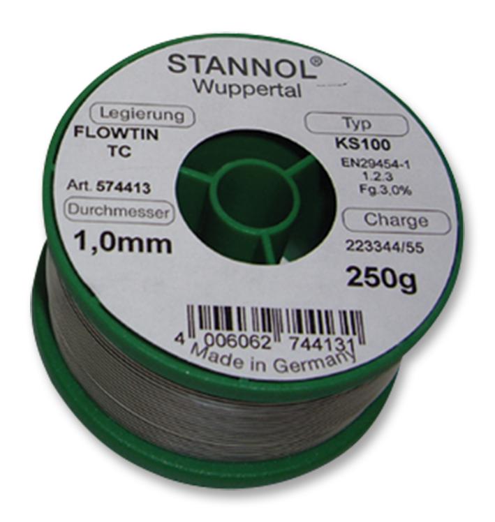 Stannol 574402 Solder Wire, Ks100, 0.3mm, 250G