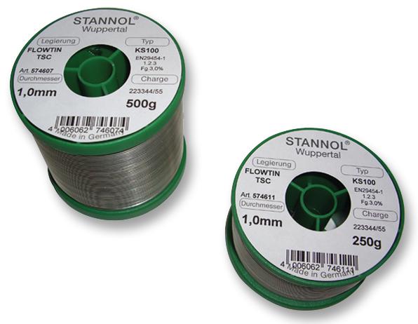 Stannol 574603 Solder Wire, Ks100, 0.5mm, 250G