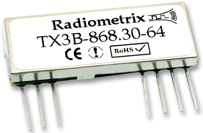 Radiometrix Tx3B-868.30-64 Rf Module, Tx, Fm, 868.30Mhz, 64Kbps