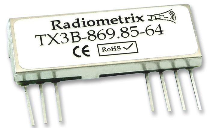 Radiometrix Tx3B-869.85-64 Rf Module, Tx, Fm, 869.85Mhz, 64Kbps