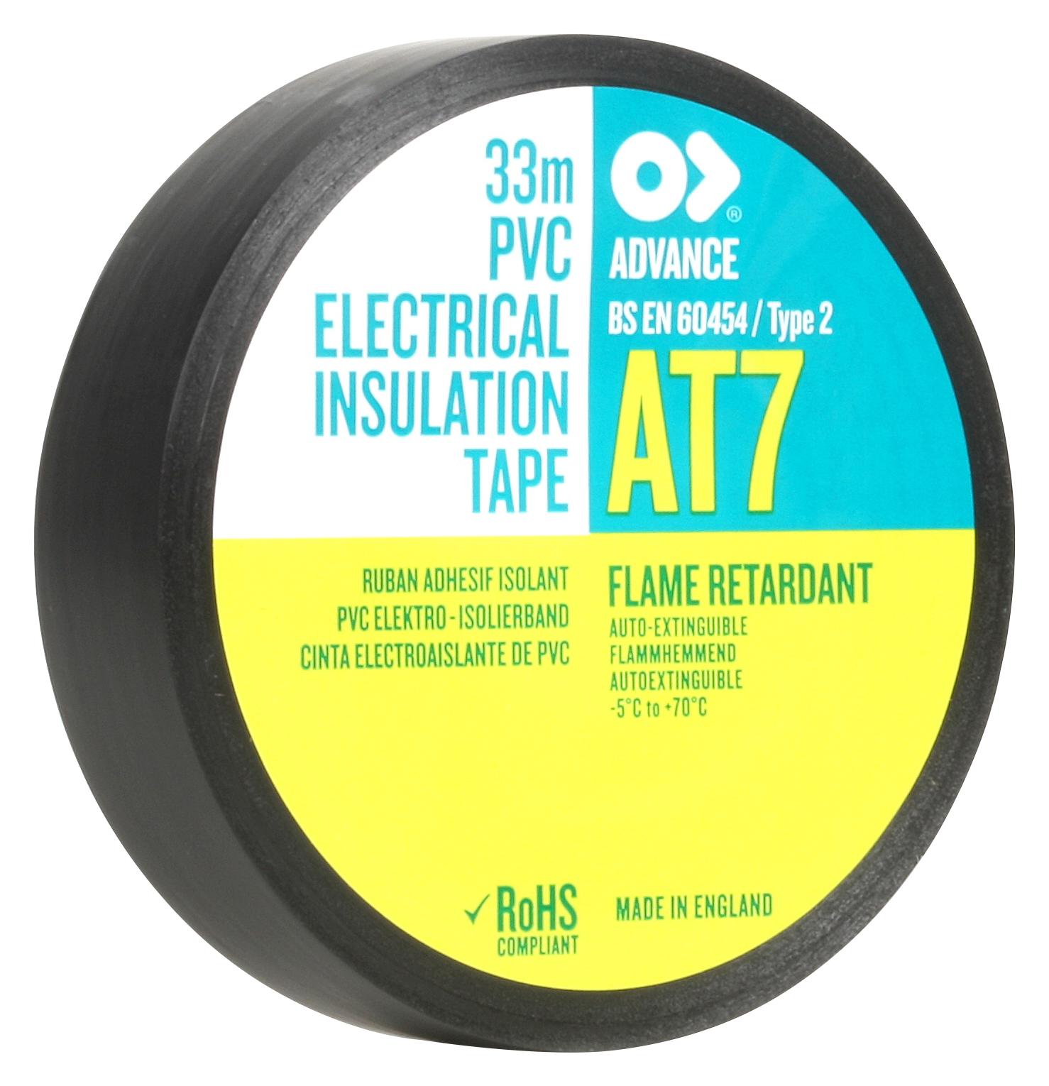 Advance Tapes At7 Black 33M X 19mm Electrical Insultape, Pvc, 33M X 19mm