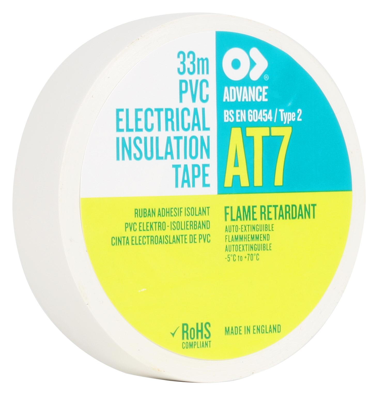 Advance Tapes At7 White 33M X 19mm Electrical Insultape, Pvc, 33M X 19mm