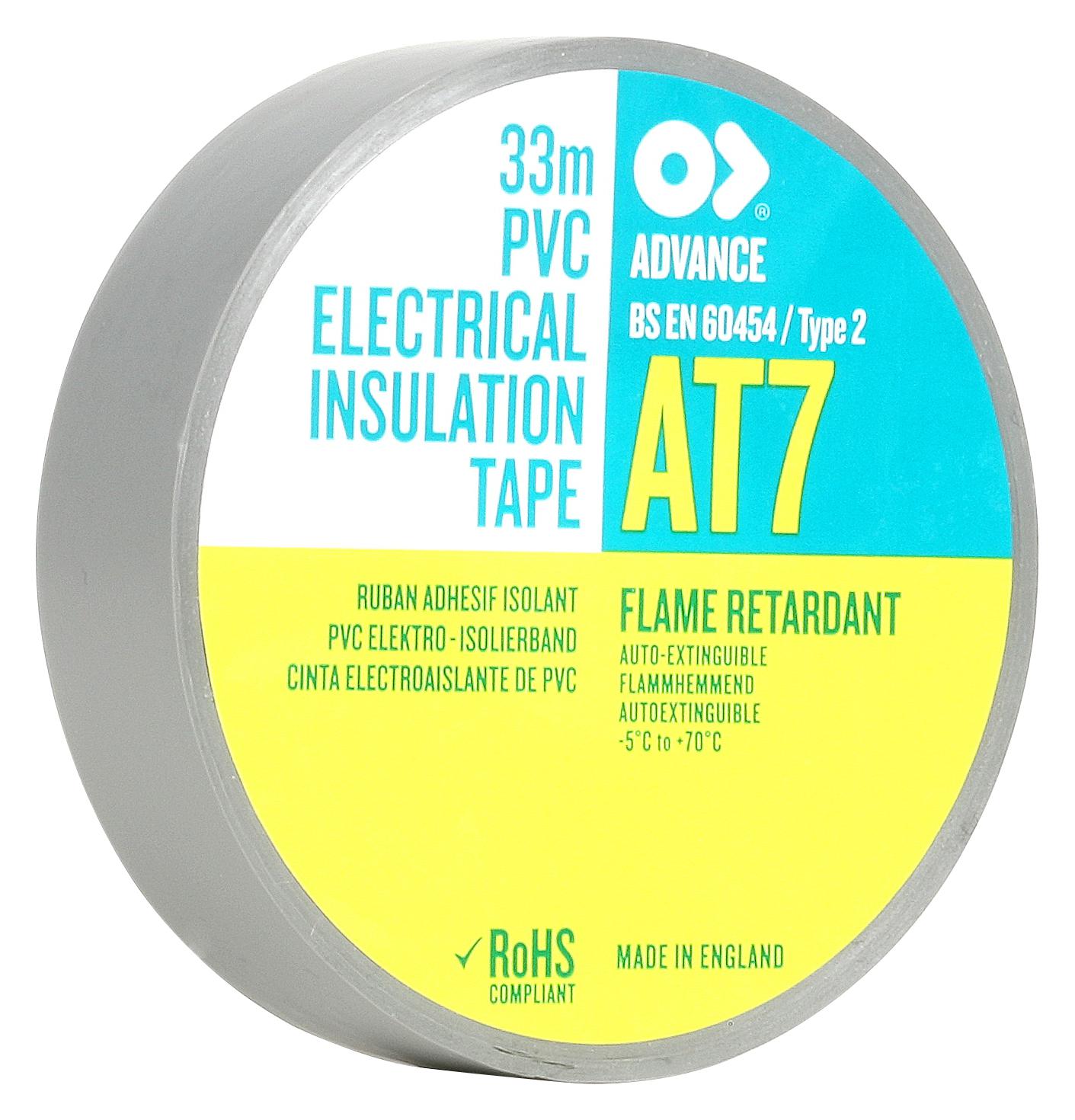 Advance Tapes At7 Grey 33M X 19mm Electrical Insultape, Pvc, 33M X 19mm