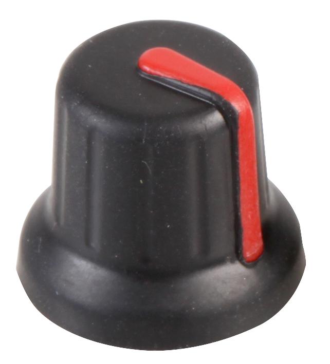 Multicomp Cr-Ba-1C6-T18 Knob, 15.7mm, Black, Red Line