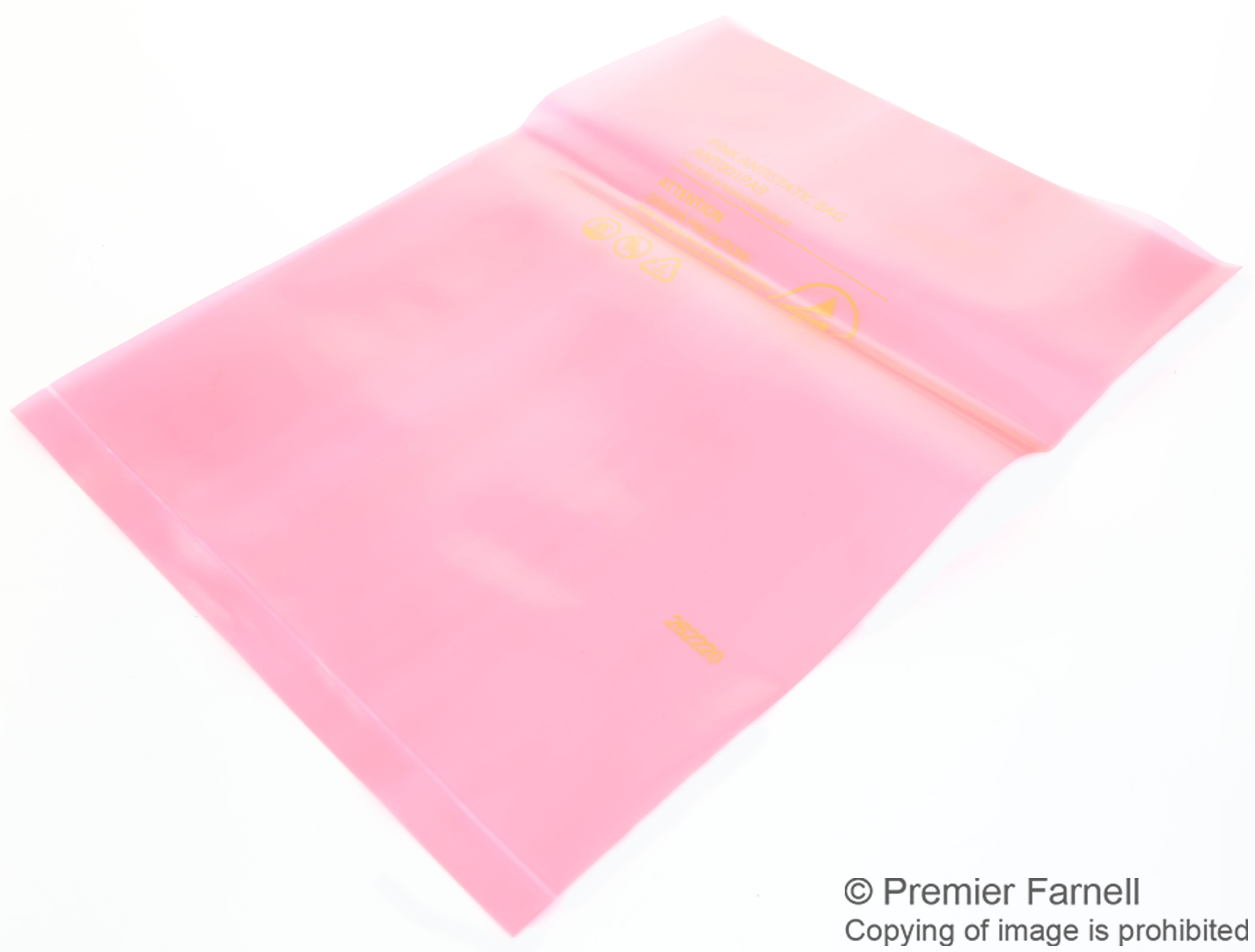 Multicomp Pro Mp-001-0003 Pink Antistatic Bag, 101.6mm X 152.4mm