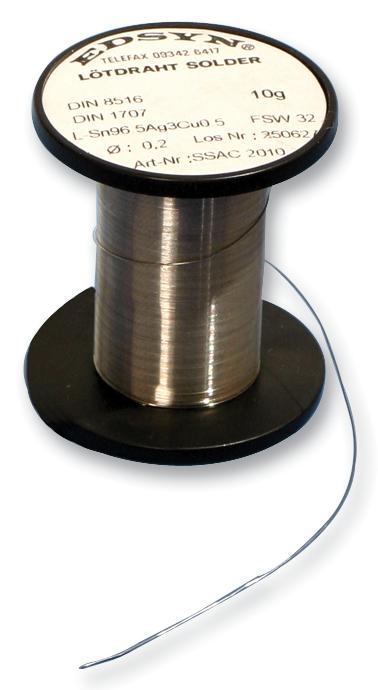 Edsyn Ssac 2010 Solder Wire, 96.5/3/0.5, 0.2mm, 10G