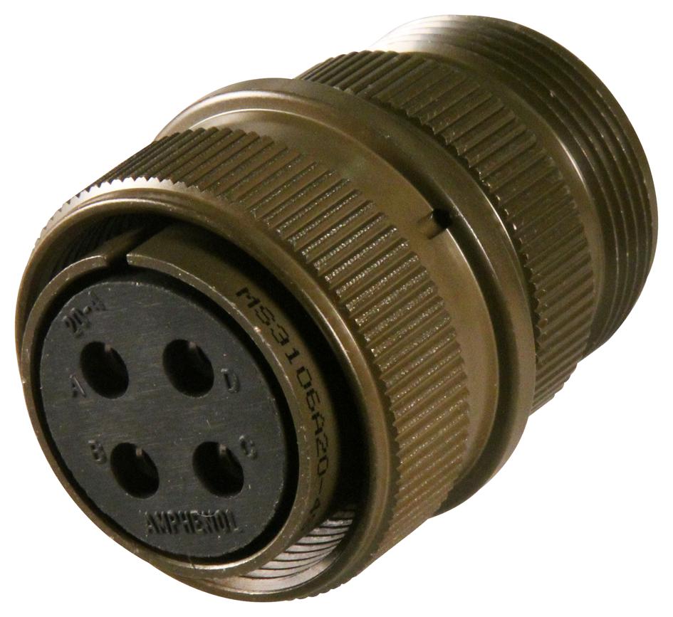 Amphenol Industrial Ms3106A20-4S Connector, Circular, 4Way, Size 20