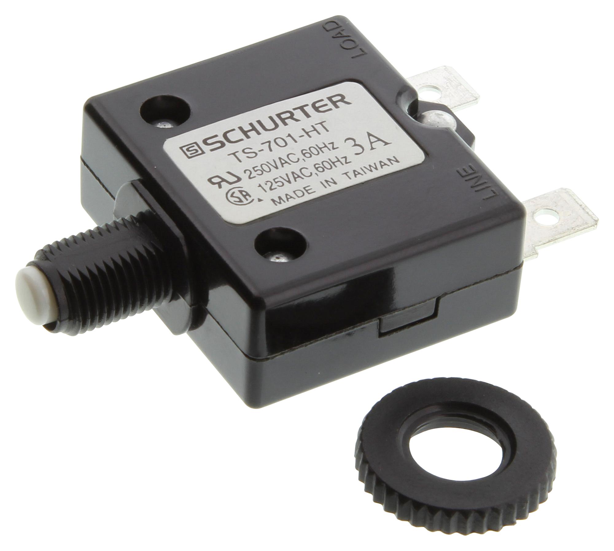 SCHURTER Ts-701-Ht-7 Circuit Breaker, Panel Mount, 7A