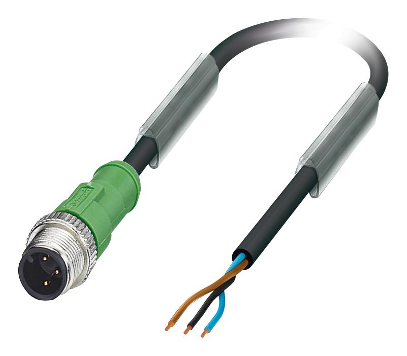 Phoenix Contact 1668014 Sensor Cord, 3P, M12 Plug-Free End, 1.5M