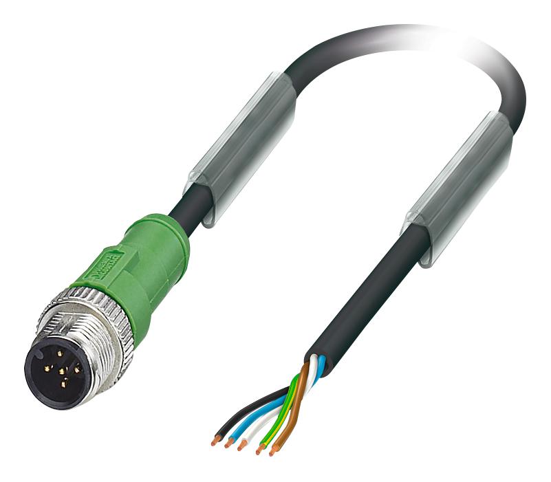 Phoenix Contact 1669770 Sensor Cord, 5P, M12 Plug-Free End, 3M