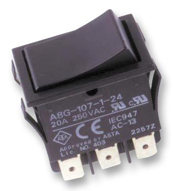 Omron Electronic Components A8G-107-1-24 Switch, Rocker, Dpdt, Reset, 20A