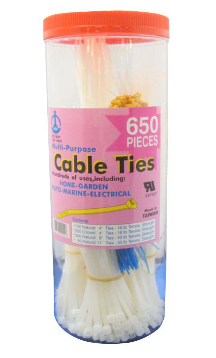 Multicomp Pro Bpr-650 Cable Tie Kit, Assorted, 650Pc, Nylon6/6