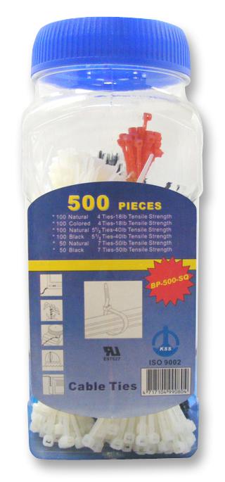 Multicomp Pro Qpr-500 Cable Tie Kit, Assorted, 500Pc, Nylon6/6