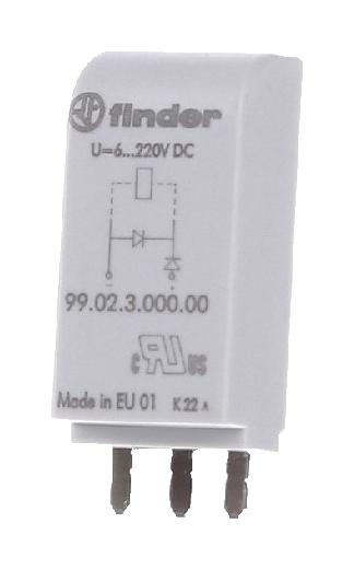 Finder Relays Relays 99.02.0.230.98 Module, Varistor + Led, 110-220Vac/dc