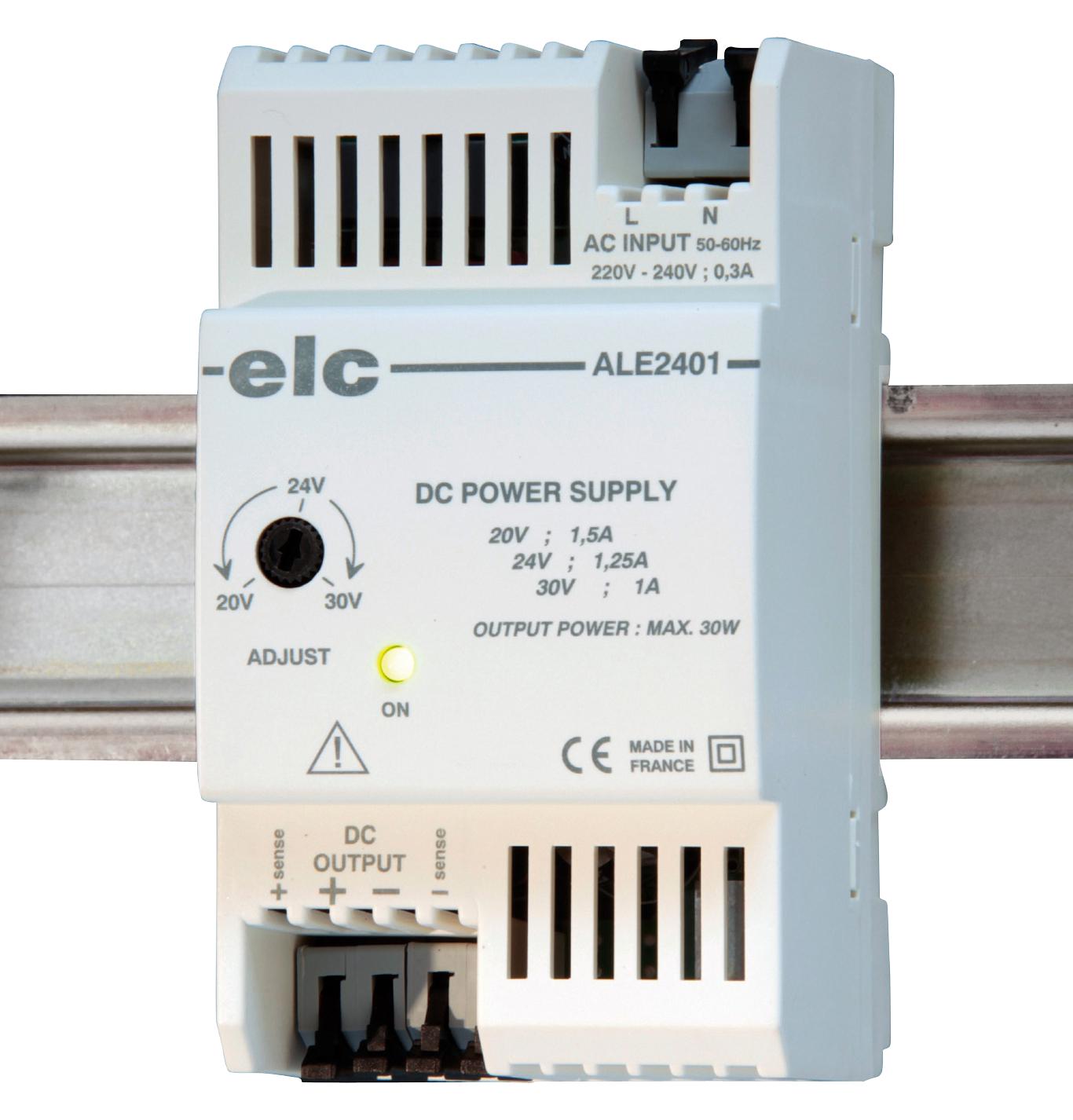 Elc Ale2401 Regulated Power Supply, Din Rail, 30W