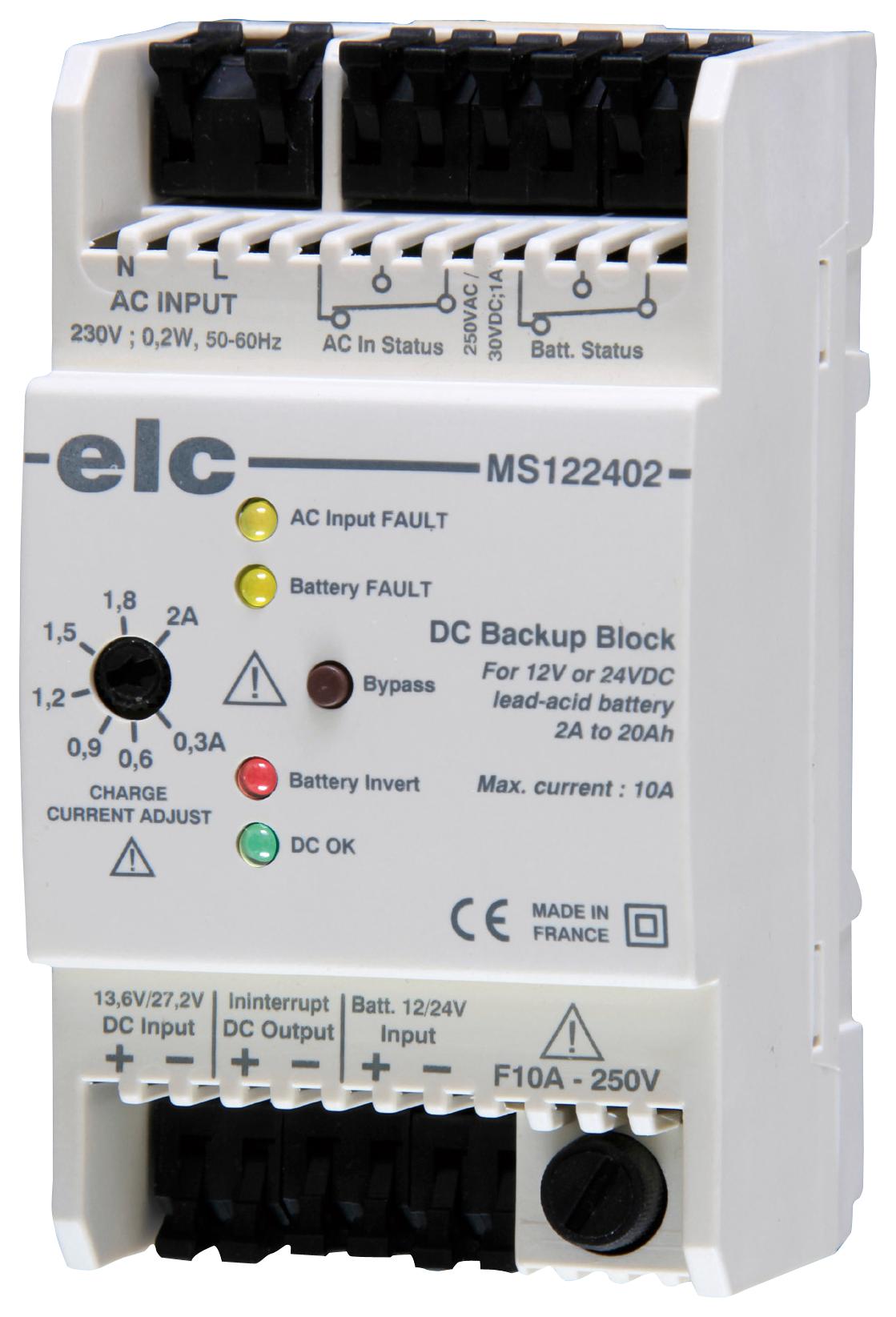 Elc Ms122402 Universal Backup System, 12V/24V, 20Ah