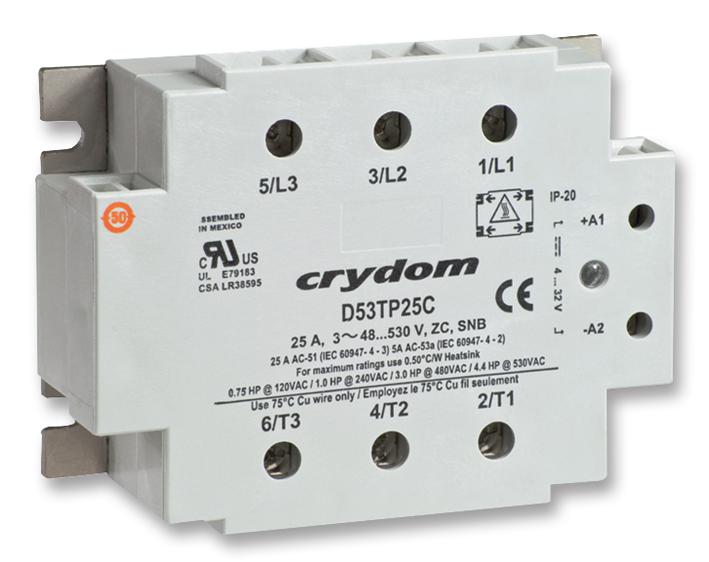 Sensata/crydom D53Tp50C Relay, Ssr, 50A, 530Vac, 3Ph, Zc