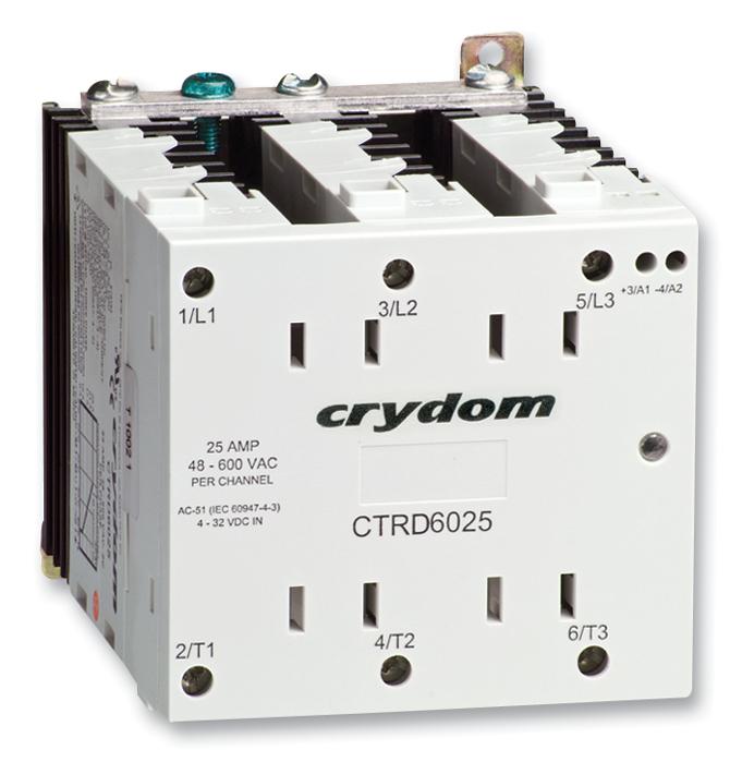 Sensata/crydom Ctrc6025 Ssr, 3Ph, Din, 600V/25A, Zc