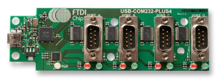 FTDI Usb-Com232-Plus4 Mod, Usb Hs To Rs232, 4 Ch, Ft4232H