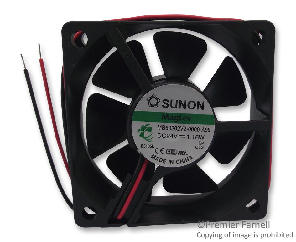 Sunon Mb60202V2-0000-A99 Fan, 60X60X20mm, 24Vdc