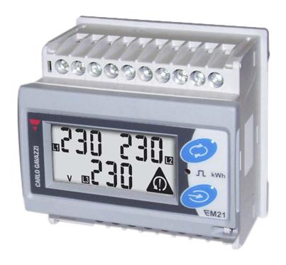 Carlo Gavazzi Em21-72D.av5.3.x.0.sx Meter, Energy, Modbus, 400Vac, 6A