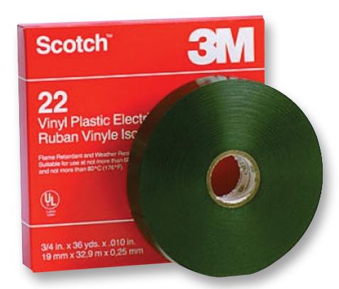 3M 22 12mm Electrical Insultape, Pvc, 32.9Mx12.7mm