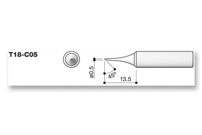 Hakko T18-C05 Tip, Soldering, 0.5C