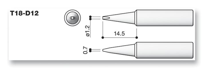 Hakko T18-D12 Tip, Soldering, 1.2D