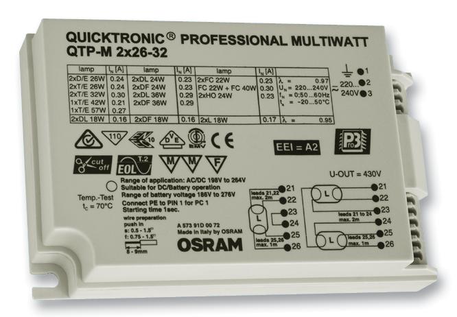 Osram Qtpm226-32 Control Gear, S Ecg, 2X26W-32W