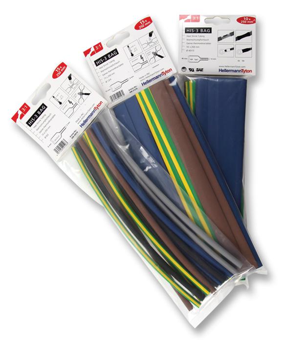 HellermannTyton His-3 6/2 Mix Heatshrink 3: 1 6mm Mixed 10/pk