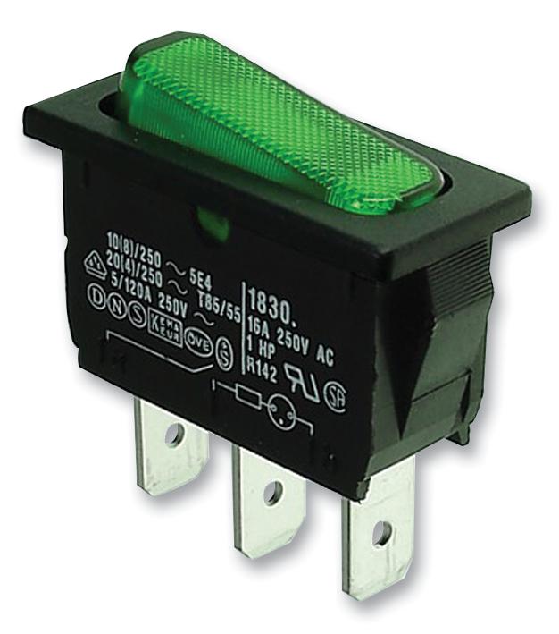 Marquardt 1830.3118-02 Switch, Spst, Green Illumination