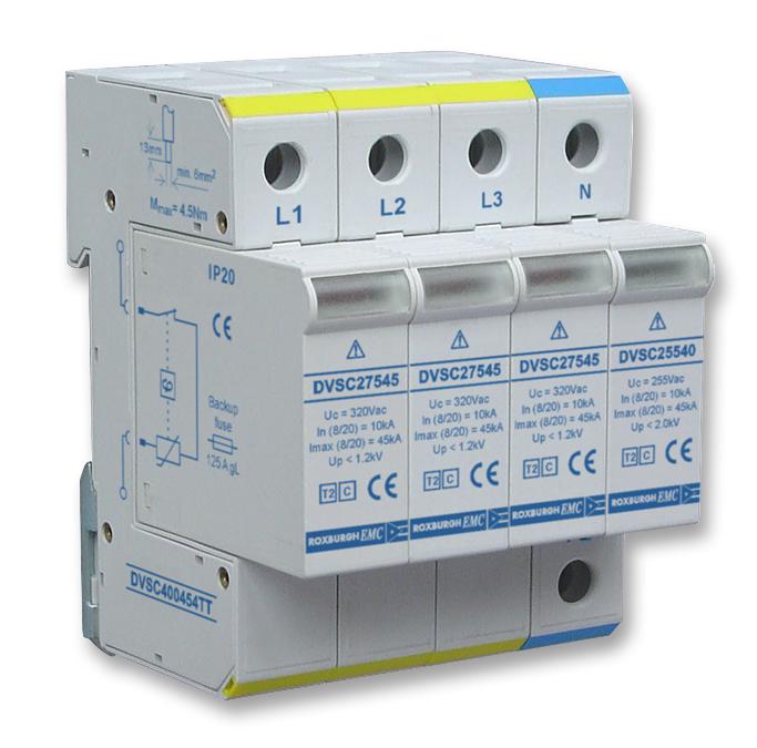 Roxburgh Emc Dvsc400454Tt Mains Surge Protector, 320Vac, Panel