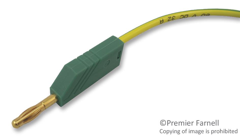 Hirschmann Test And Measurement 934059788 Test Lead, Grn, Yellow, 250mm, 60V, 32A