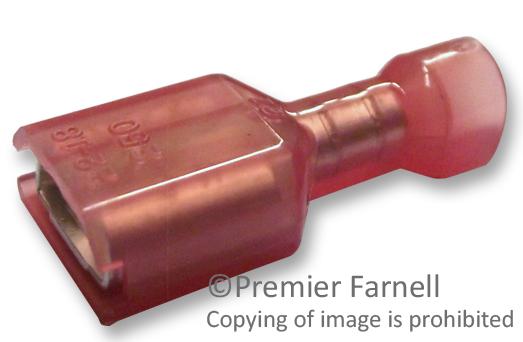 Multicomp Pro Fdfny1-250A Crimp Terminal, Female, Red, Pk 100