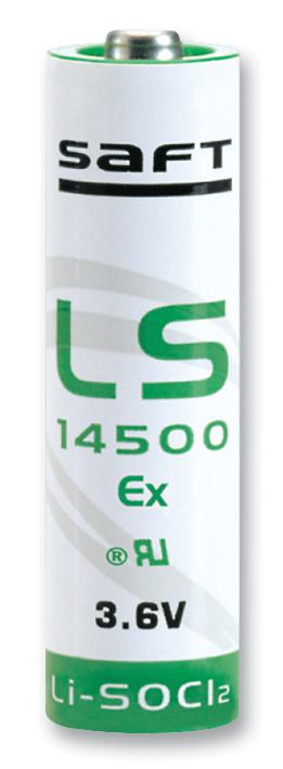 Saft Ls14500Ex Battery, Lithium, Aa, 2.6Ah, 3.6V