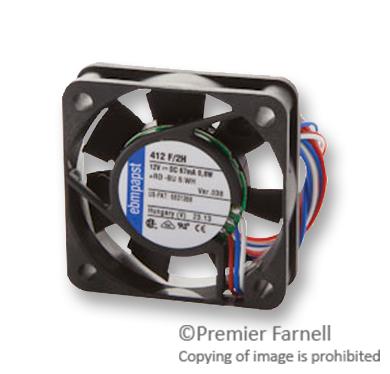 Ebm-papst 412F/2H-038 Fan, 40X40X10mm, 12Vdc, 5.3Cfm, 29Dba