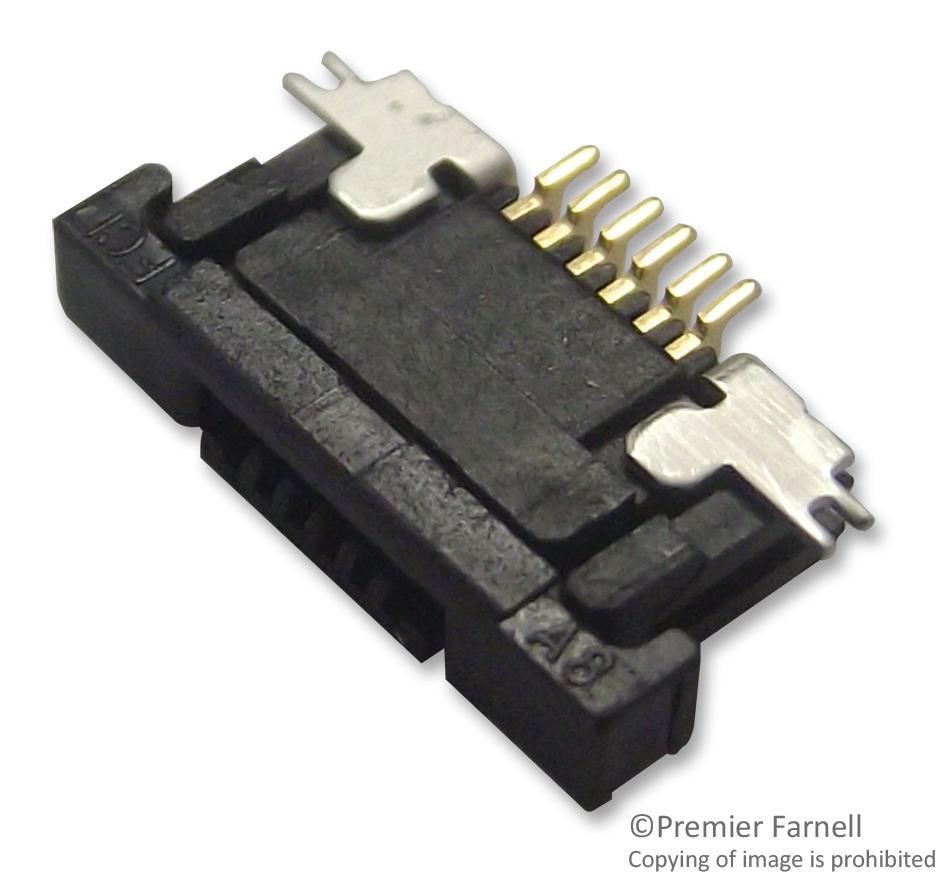 Amphenol Communications Solutions Sfv6R-1Ste1Hlf Connector, Ffc/fpc, 6Pos, 1 Row, 0.5mm