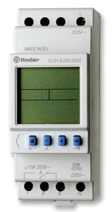 Finder Relays Relays 12.91.8.230.0000 Timeswitch, Weekly, 1Co, Spdt