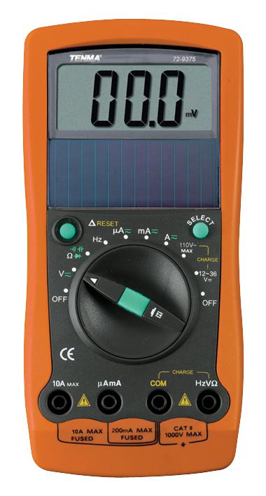 Tenma 72-9375 Multimeter, Digital, Solar Powered